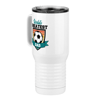 Thumbnail for World's Greatest Dad Travel Coffee Mug Tumbler with Handle (20 oz) - Soccer - Front Left View