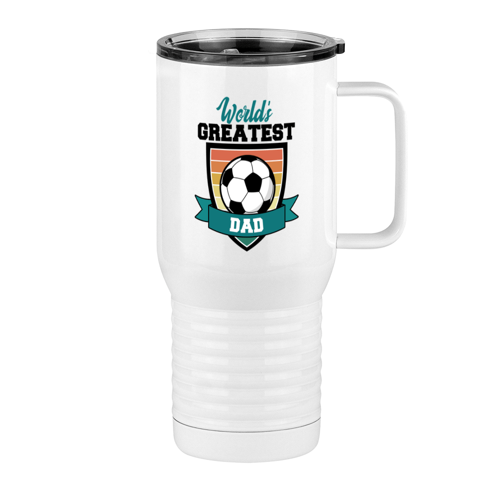 World's Greatest Dad Travel Coffee Mug Tumbler with Handle (20 oz) - Soccer - Right View