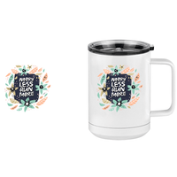 Thumbnail for Worry Less Run More Floral Coffee Mug Tumbler with Handle (15 oz) - Design View