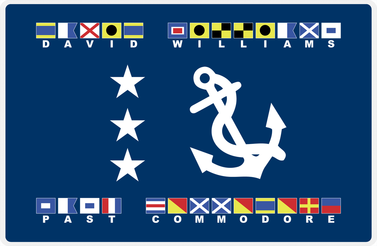 Personalized Yacht Club Officer Placemat - Past Commodore - Nautical Flags -  View