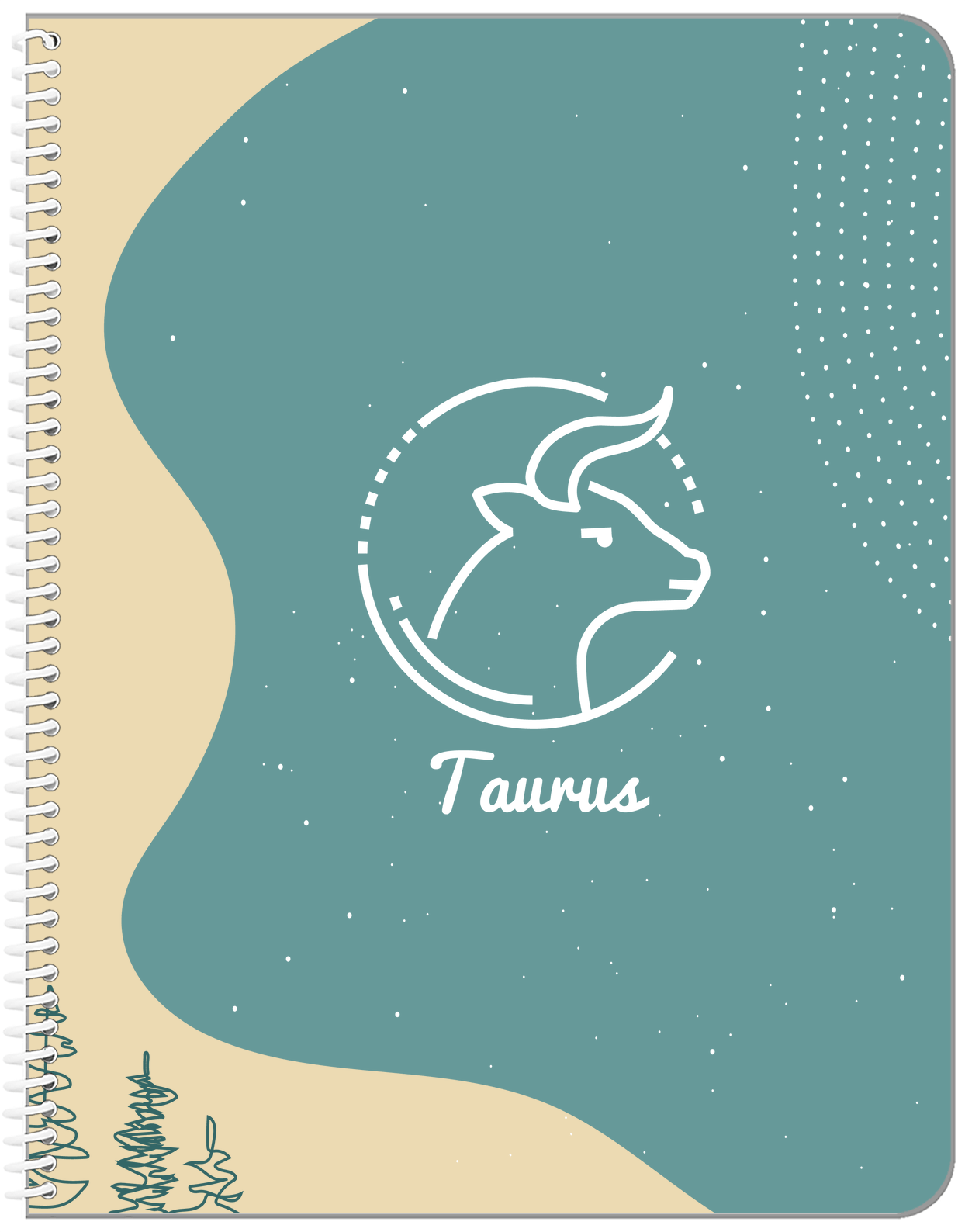 Personalized Zodiac Sign Notebook - Line Art - Taurus - Front View