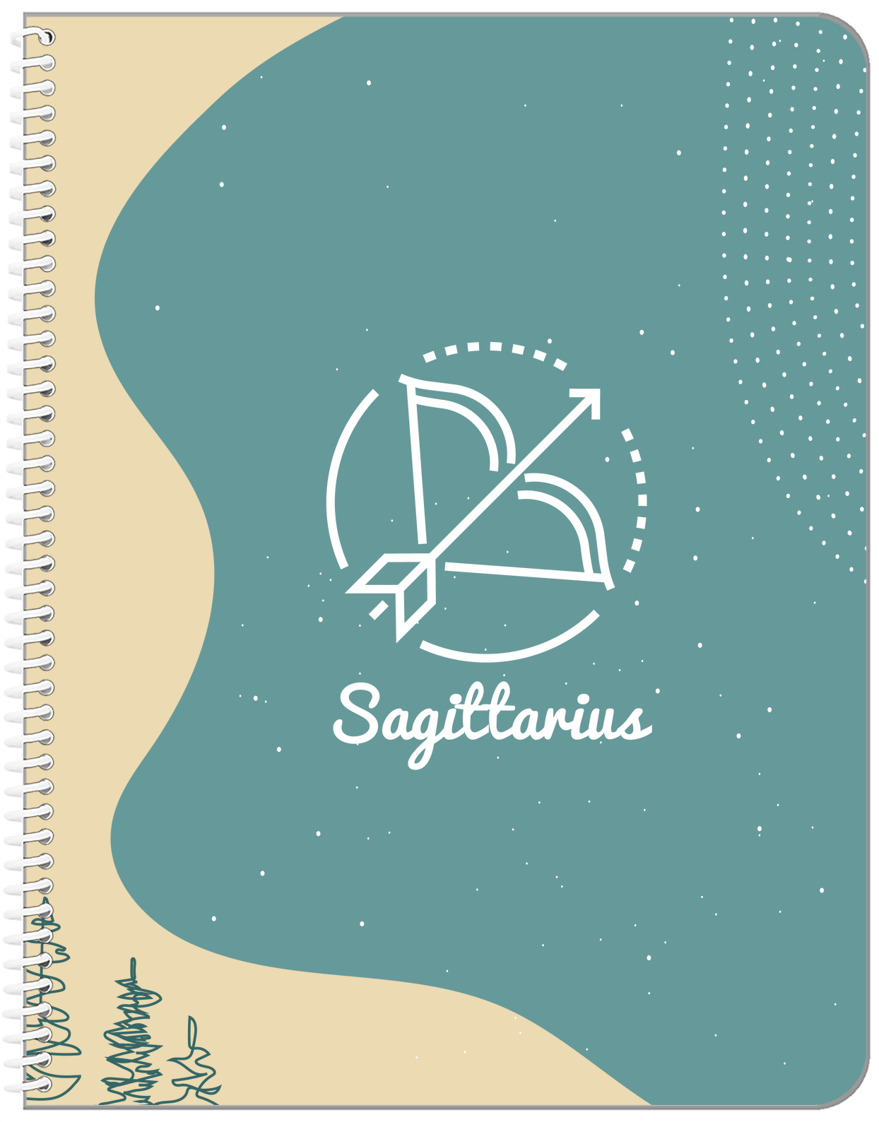 Personalized Zodiac Sign Notebook - Line Art - Sagittarius - Front View