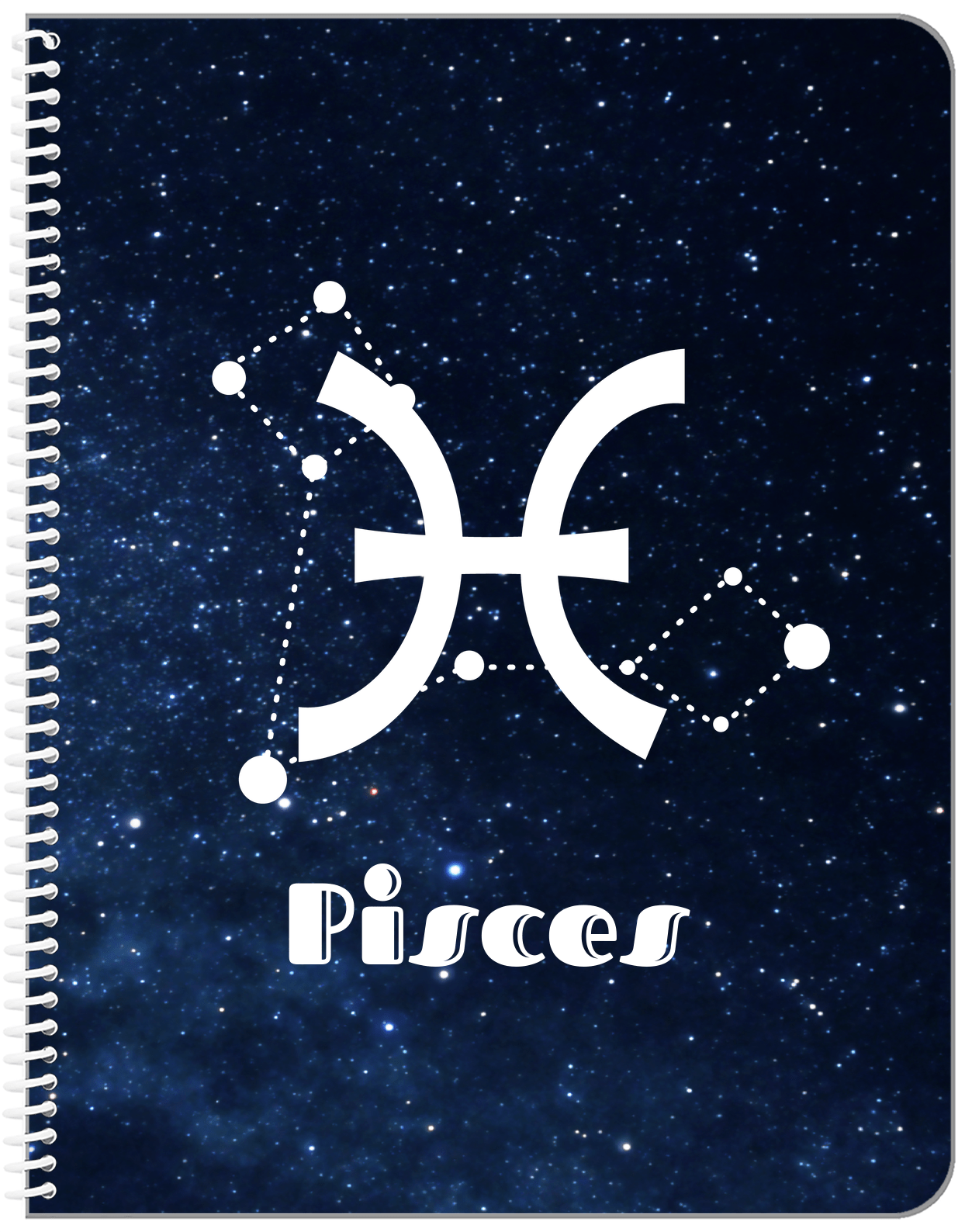 Personalized Zodiac Sign Notebook - Night Sky - Pisces - Front View