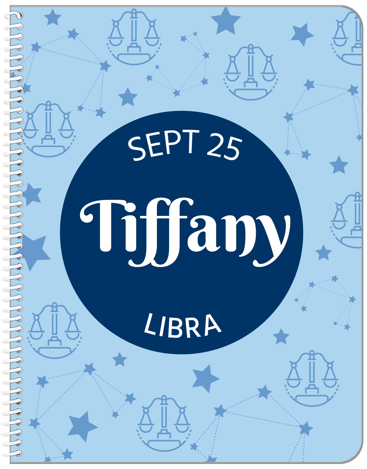 Personalized Zodiac Sign Notebook - Constellation Circle - Libra - Front View