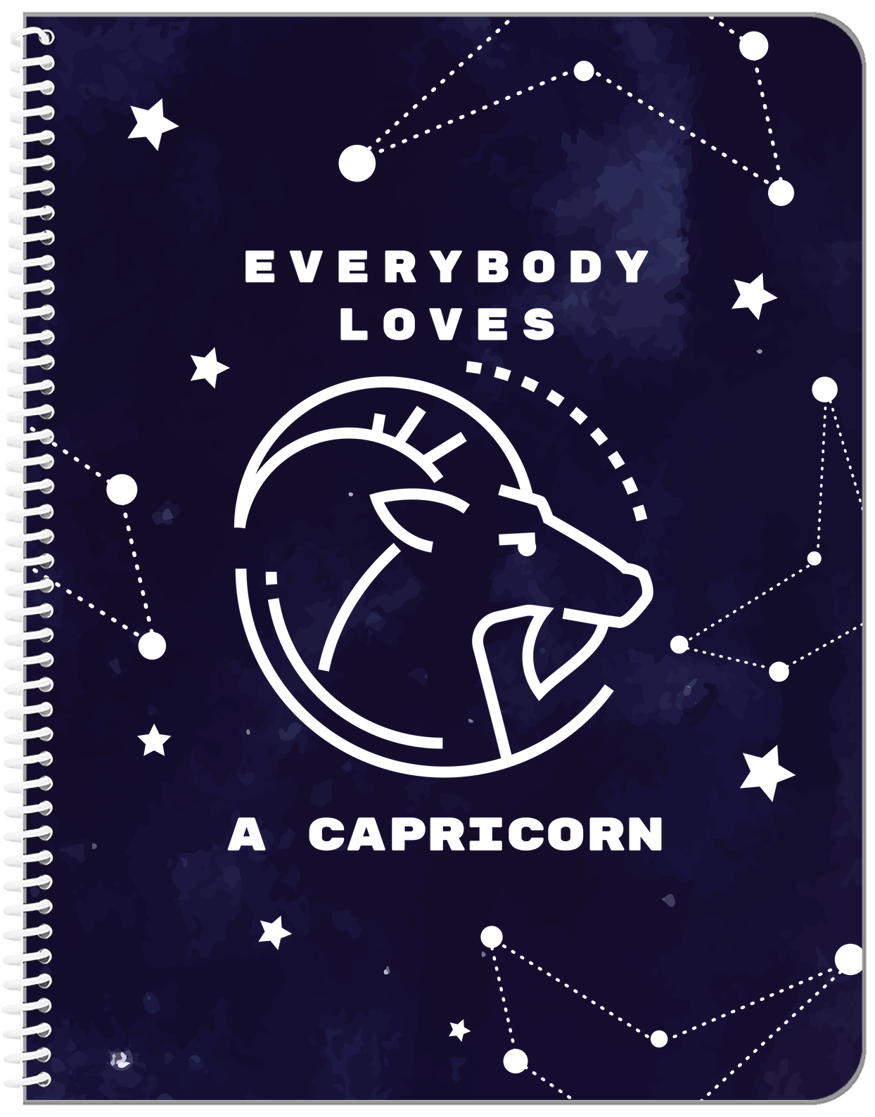 Zodiac Sign Notebook - Everybody Loves a Capricorn - Front View