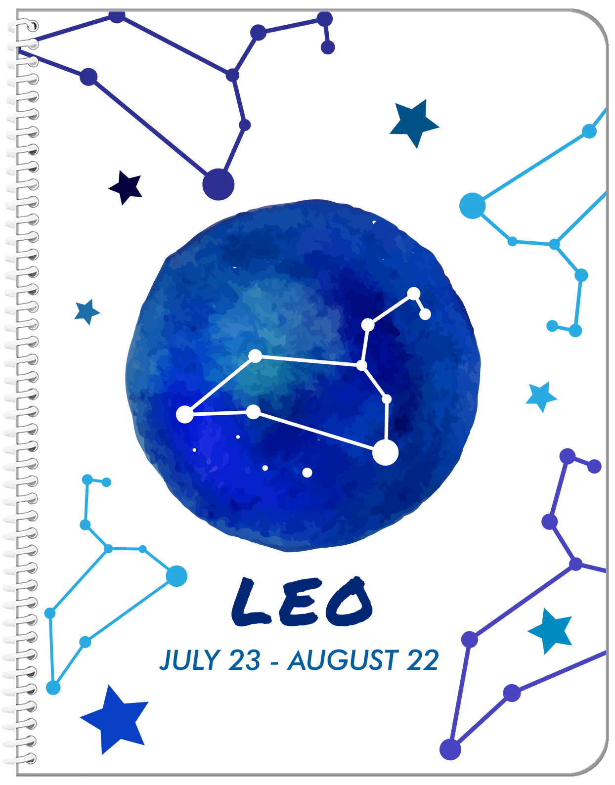 Zodiac Sign Notebook - Date Range - Leo - Front View