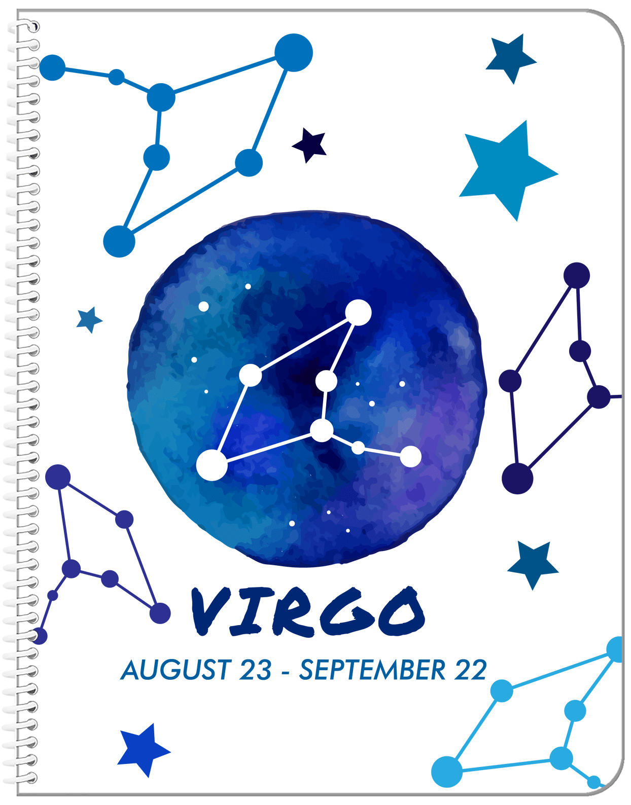 Zodiac Sign Notebook - Date Range - Virgo - Front View