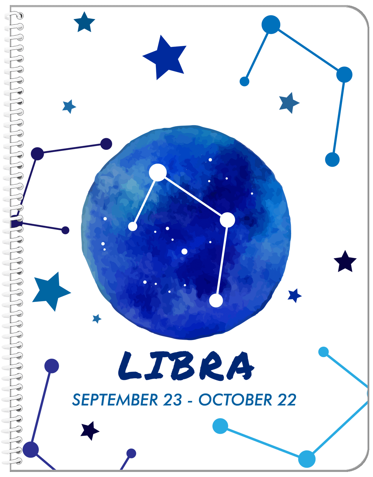 Zodiac Sign Notebook - Date Range - Libra - Front View