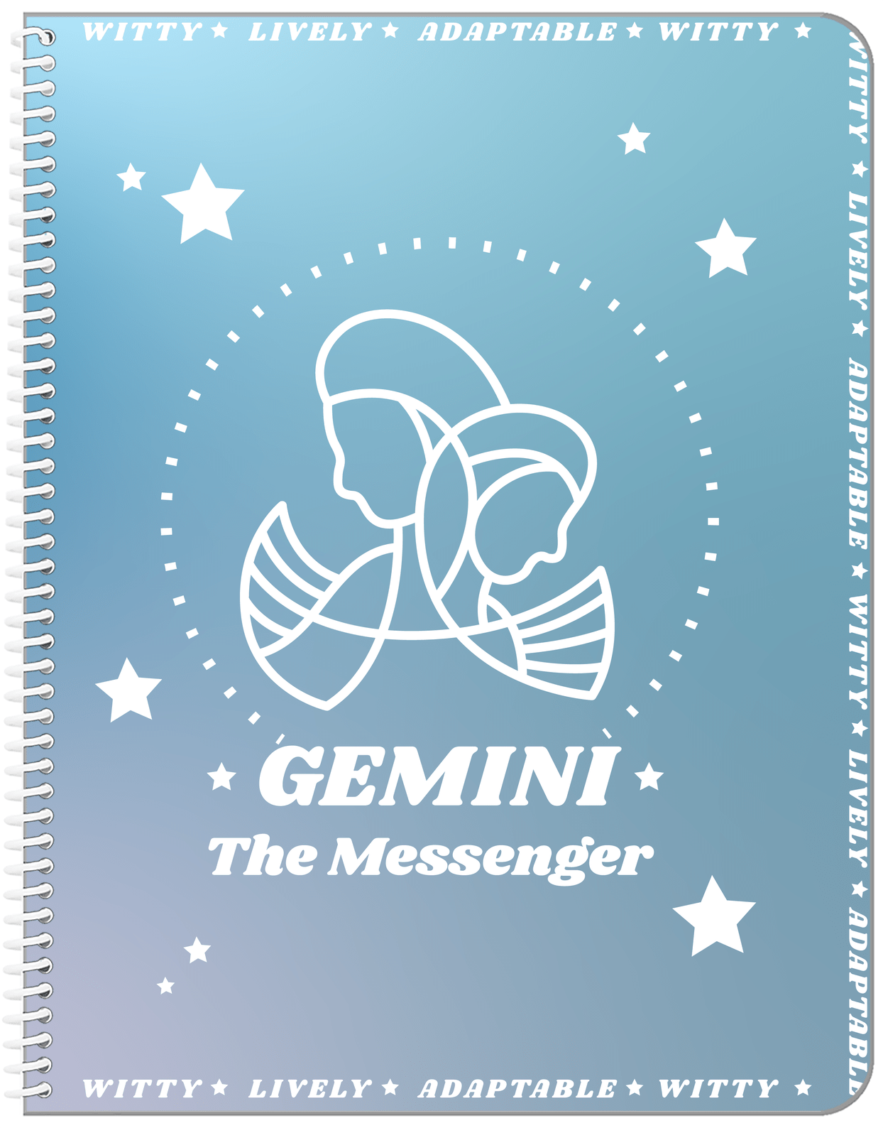 Zodiac Sign Notebook - Traits of a Gemini - Front View