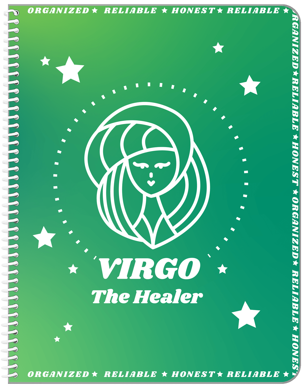 Zodiac Sign Notebook - Traits of a Virgo - Front View