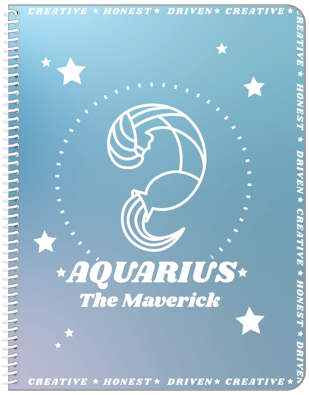 Zodiac Sign Notebook - Traits of an Aquarius - Front View