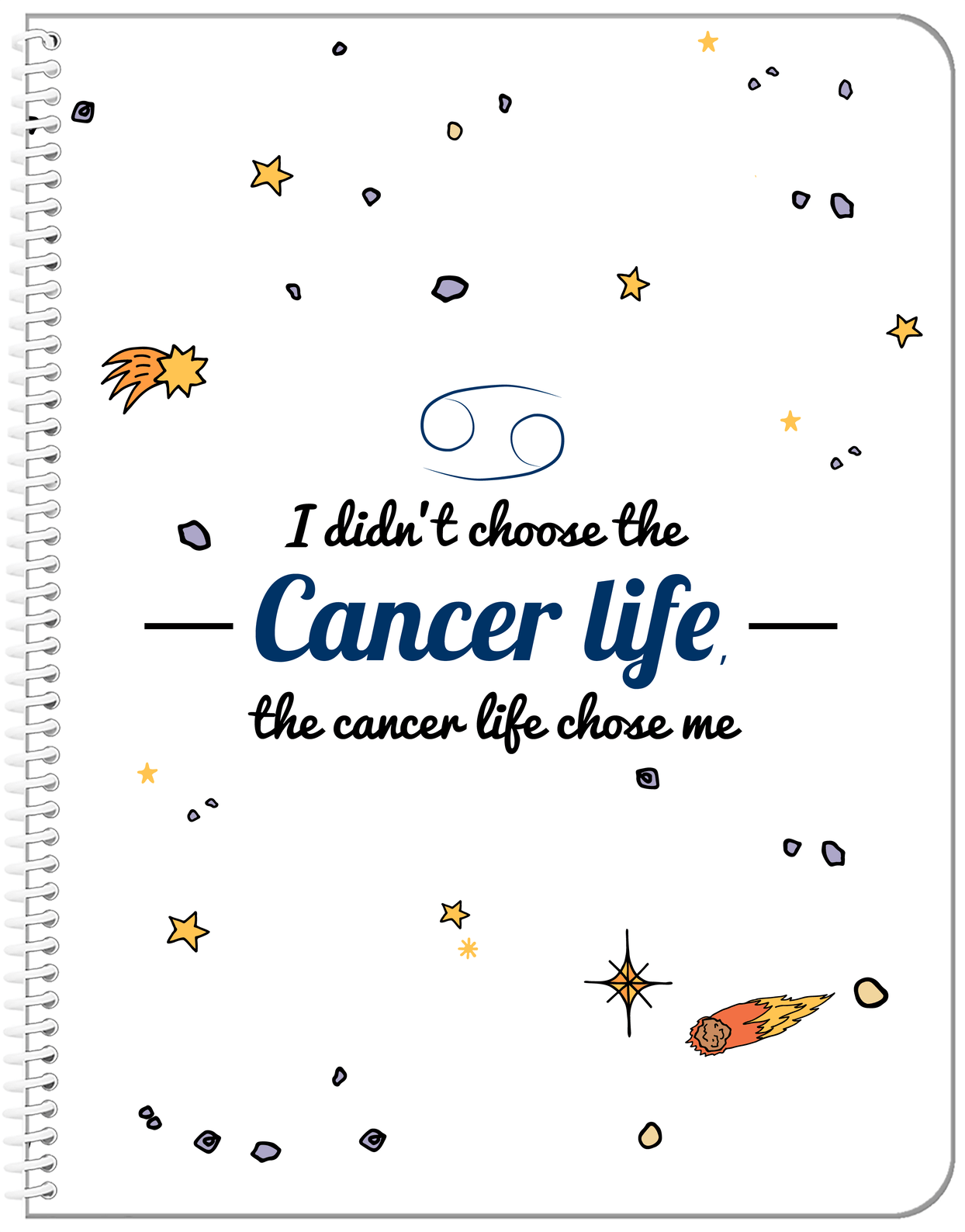 Zodiac Sign Notebook - Cancer Life - Front View