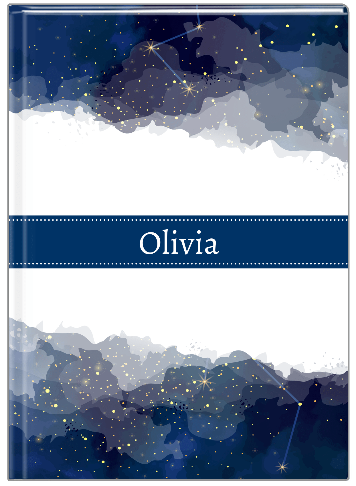 Personalized Zodiac Sign Journal - Night Sky - Ribbon Nameplate - Front View