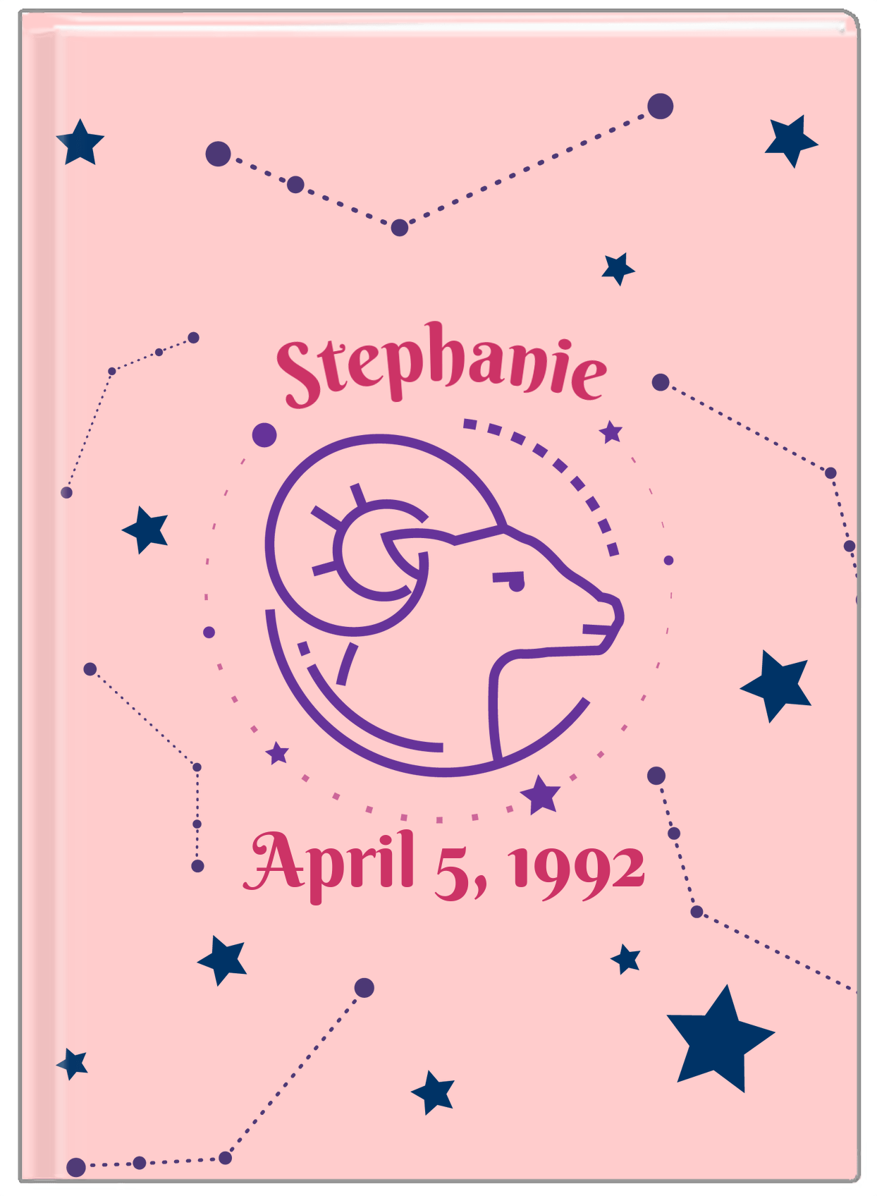 Personalized Zodiac Sign Journal - Constellation - Aries - Front View