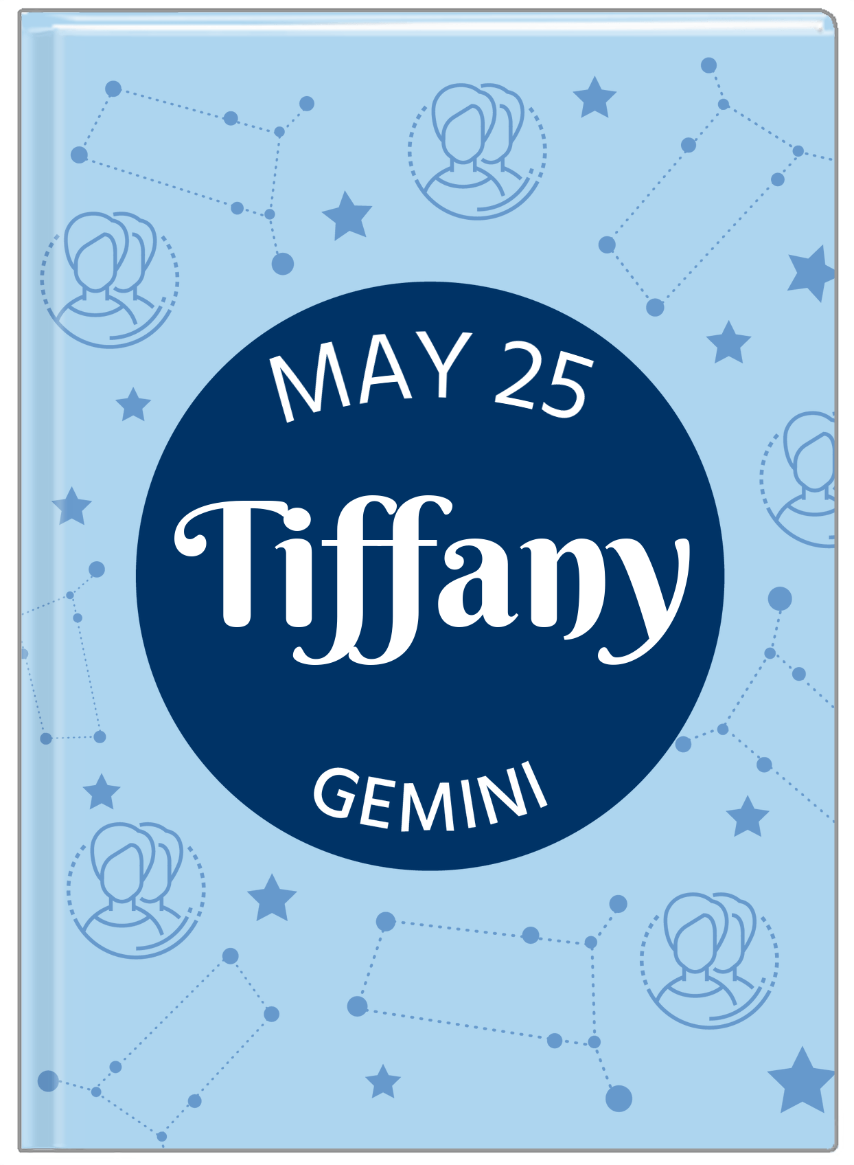 Personalized Zodiac Sign Journal - Constellation Circle - Gemini - Front View