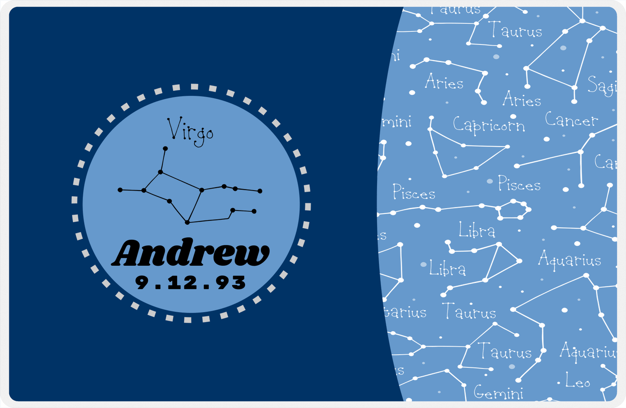 Personalized Zodiac Sign Placemat - Constellation Circle - Virgo -  View