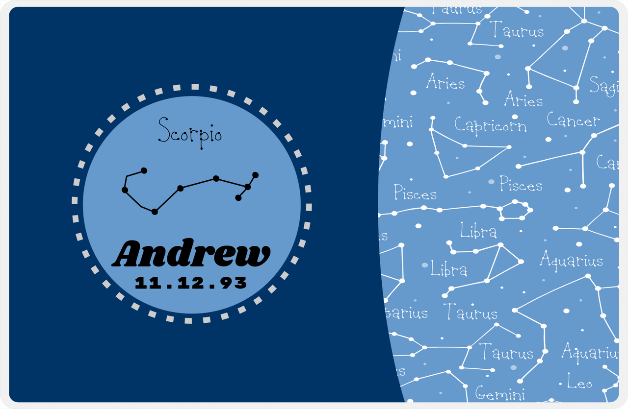Personalized Zodiac Sign Placemat - Constellation Circle - Scorpio -  View