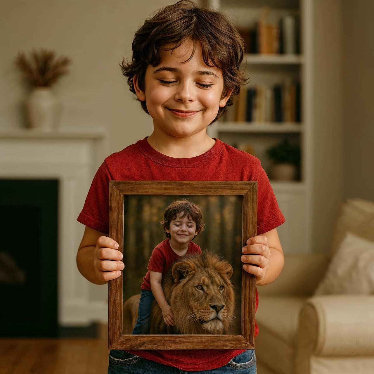 Personalized Dragon Adventure Wall Art – Create Your Own Fantasy Portrait, Transform Photo Into Unique Artwork, Birthday Gift, Ideal Poster For Kids Room, Bedroom, Playroom, Home Decor, Custom Print