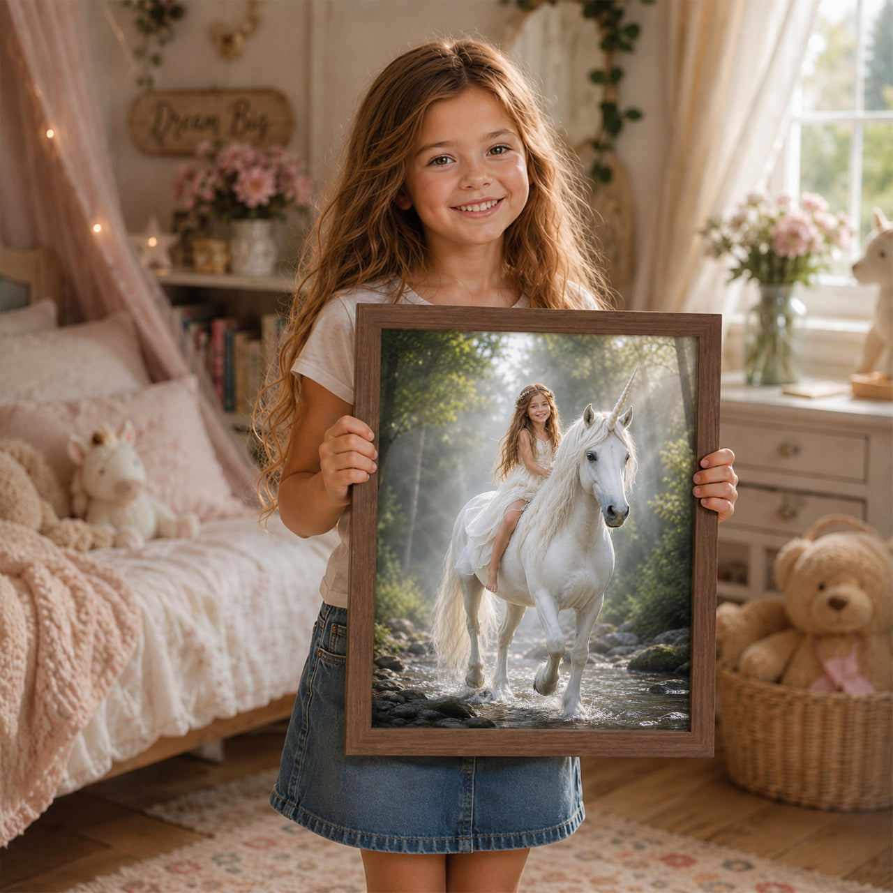 Personalized Dragon Adventure Wall Art – Create Your Own Fantasy Portrait, Transform Photo Into Unique Artwork, Birthday Gift, Ideal Poster For Kids Room, Bedroom, Playroom, Home Decor, Custom Print