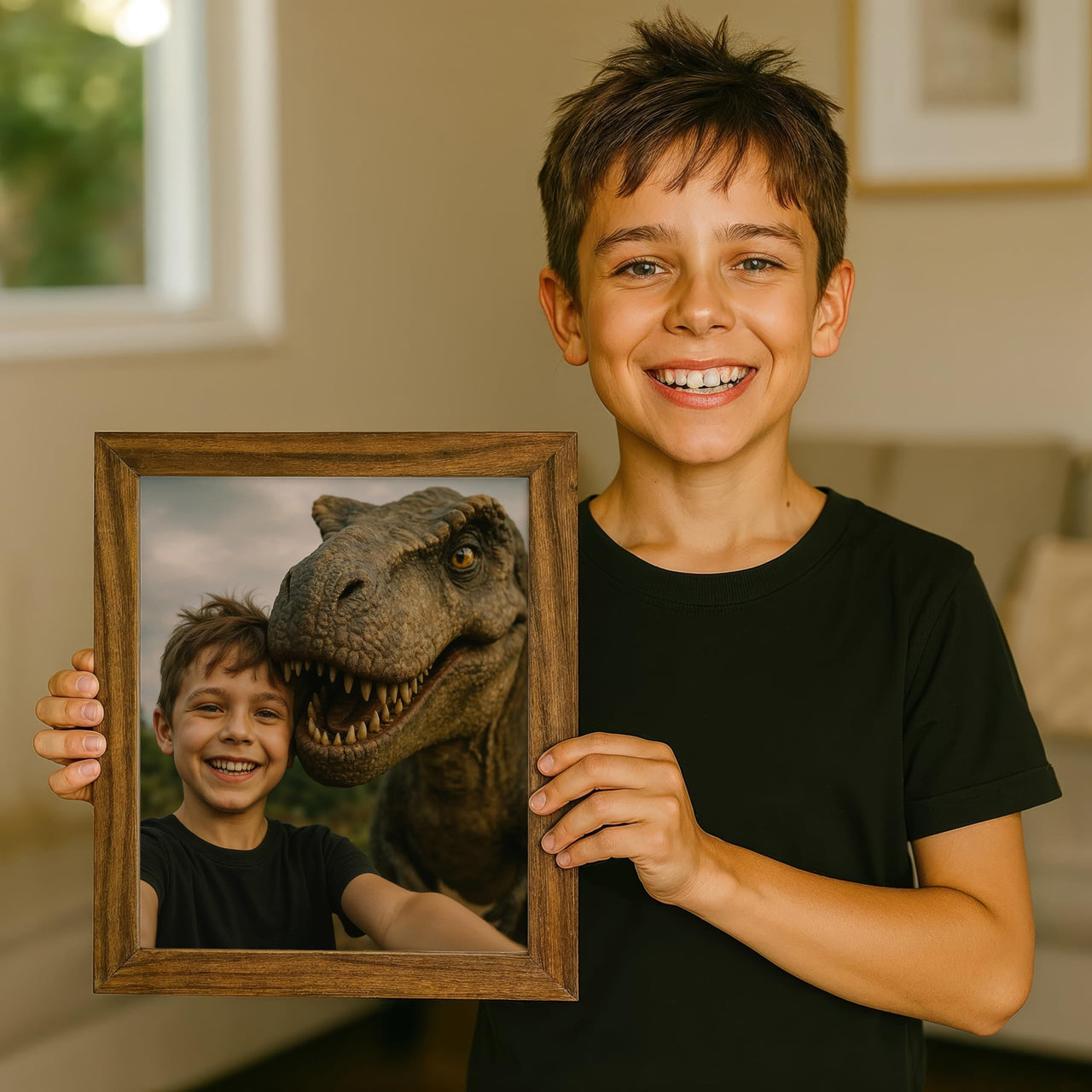 Personalized Dragon Adventure Wall Art – Create Your Own Fantasy Portrait, Transform Photo Into Unique Artwork, Birthday Gift, Ideal Poster For Kids Room, Bedroom, Playroom, Home Decor, Custom Print