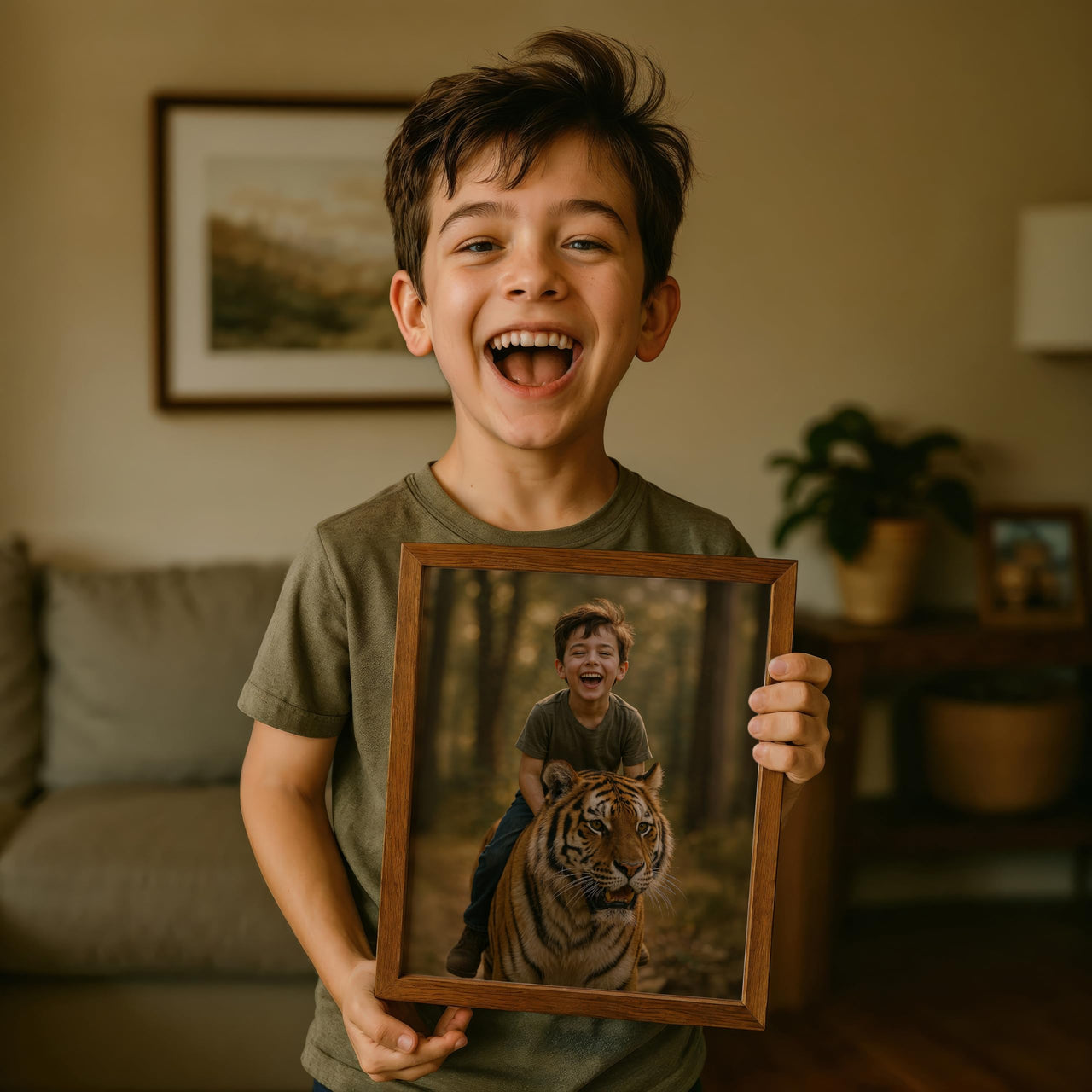 Personalized Dragon Adventure Wall Art – Create Your Own Fantasy Portrait, Transform Photo Into Unique Artwork, Birthday Gift, Ideal Poster For Kids Room, Bedroom, Playroom, Home Decor, Custom Print