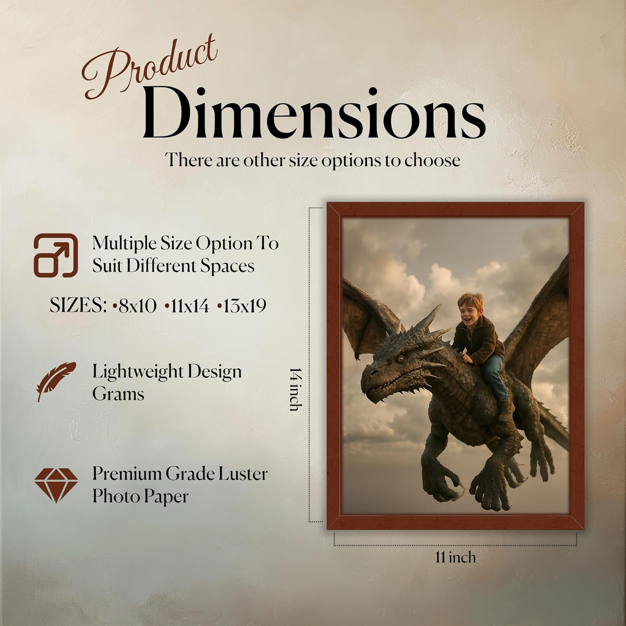 Personalized Dragon Adventure Wall Art – Create Your Own Fantasy Portrait, Transform Photo Into Unique Artwork, Birthday Gift, Ideal Poster For Kids Room, Bedroom, Playroom, Home Decor, Custom Print