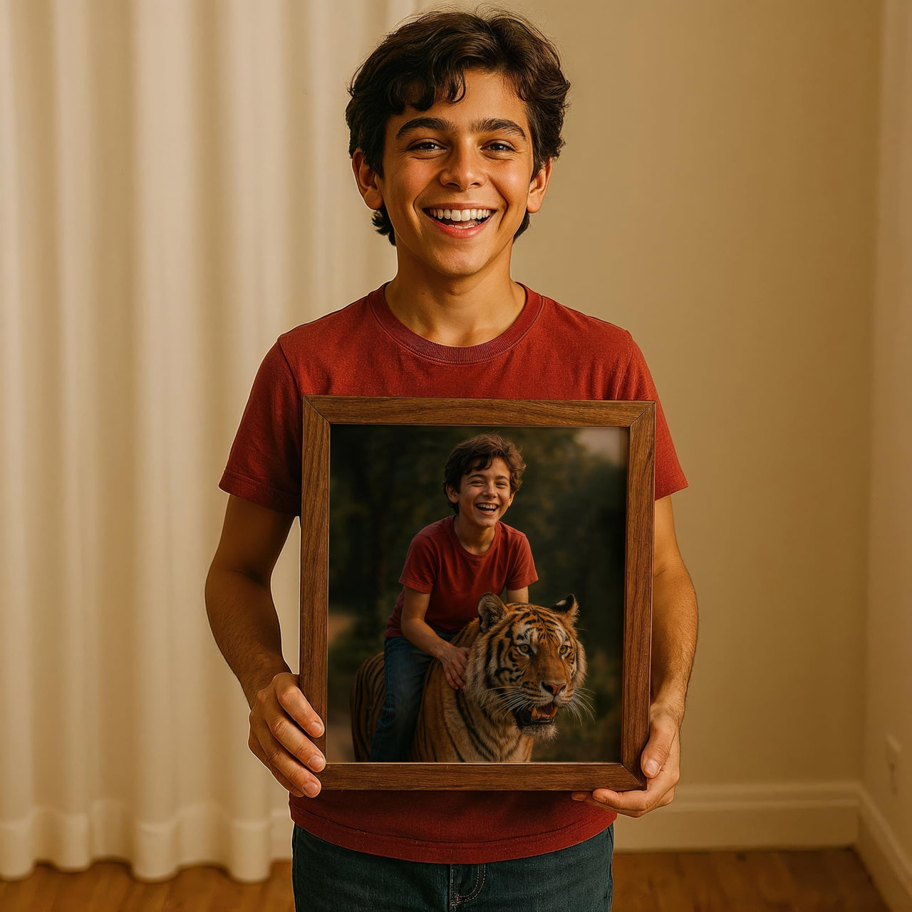 Personalized Dragon Adventure Wall Art – Create Your Own Fantasy Portrait, Transform Photo Into Unique Artwork, Birthday Gift, Ideal Poster For Kids Room, Bedroom, Playroom, Home Decor, Custom Print
