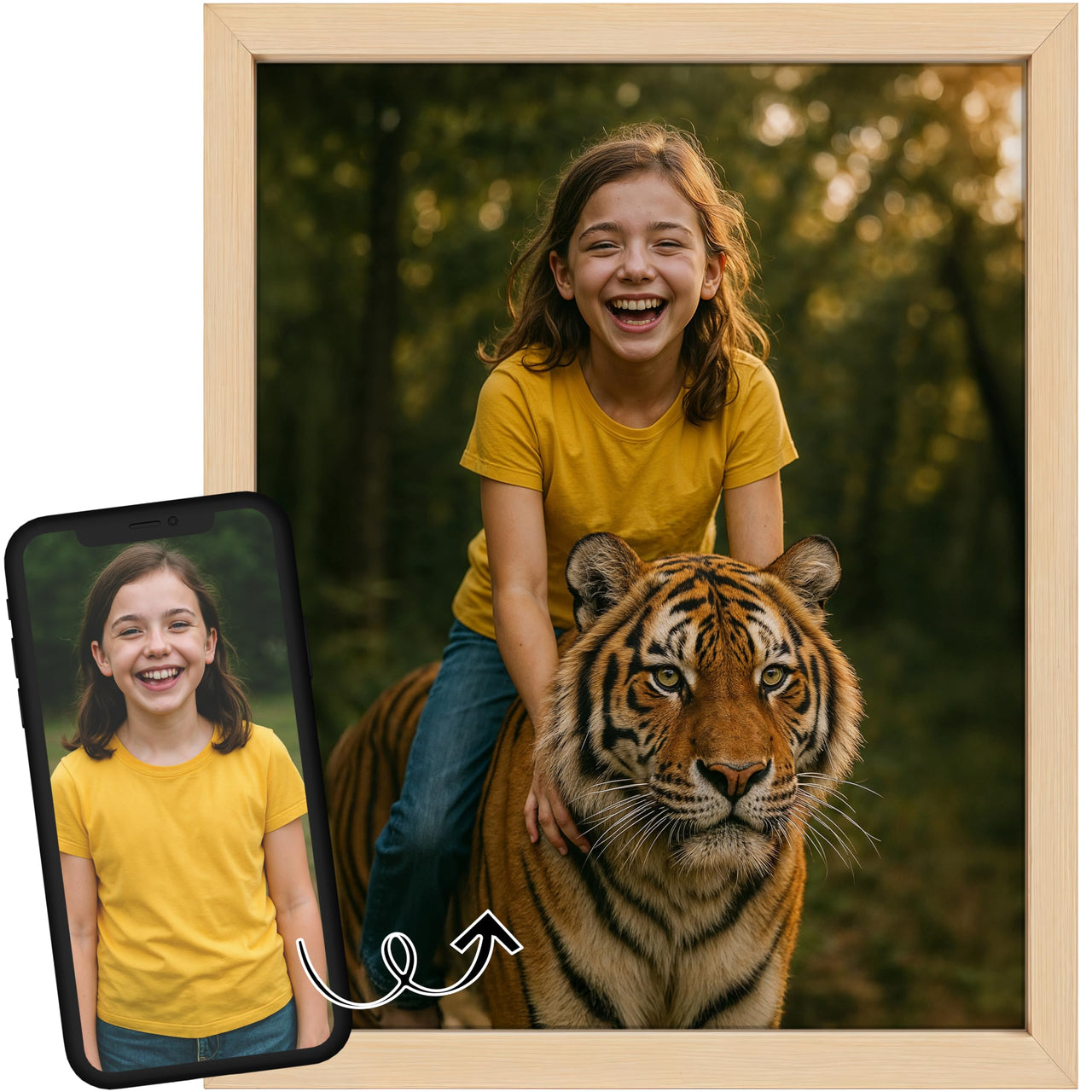 Personalized Dragon Adventure Wall Art – Create Your Own Fantasy Portrait, Transform Photo Into Unique Artwork, Birthday Gift, Ideal Poster For Kids Room, Bedroom, Playroom, Home Decor, Custom Print