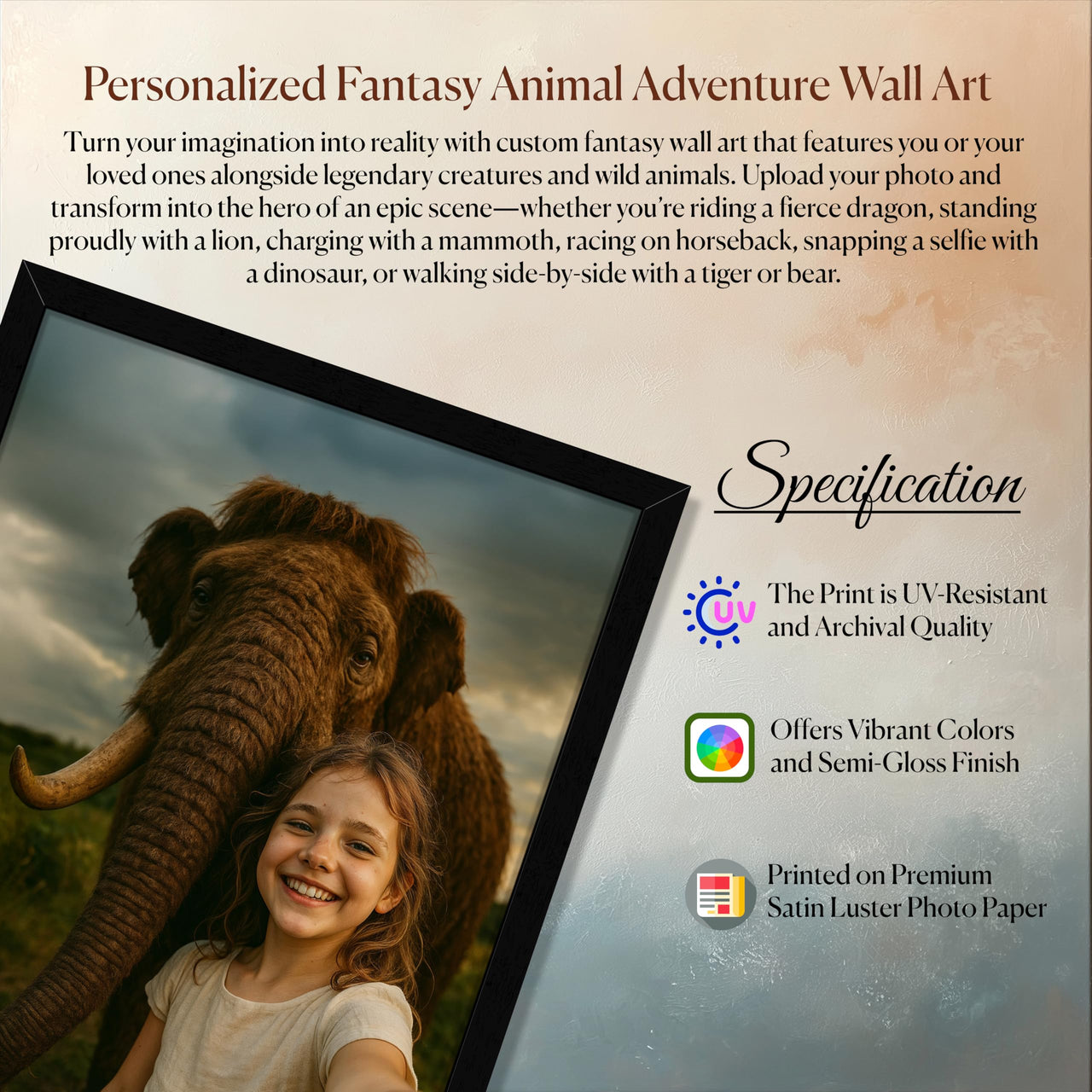 Personalized Dragon Adventure Wall Art – Create Your Own Fantasy Portrait, Transform Photo Into Unique Artwork, Birthday Gift, Ideal Poster For Kids Room, Bedroom, Playroom, Home Decor, Custom Print