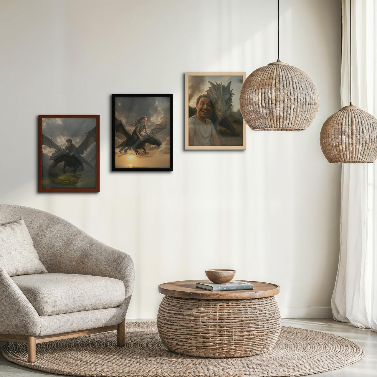 Personalized Dragon Adventure Wall Art – Create Your Own Fantasy Portrait, Transform Photo Into Unique Artwork, Birthday Gift, Ideal Poster For Kids Room, Bedroom, Playroom, Home Decor, Custom Print