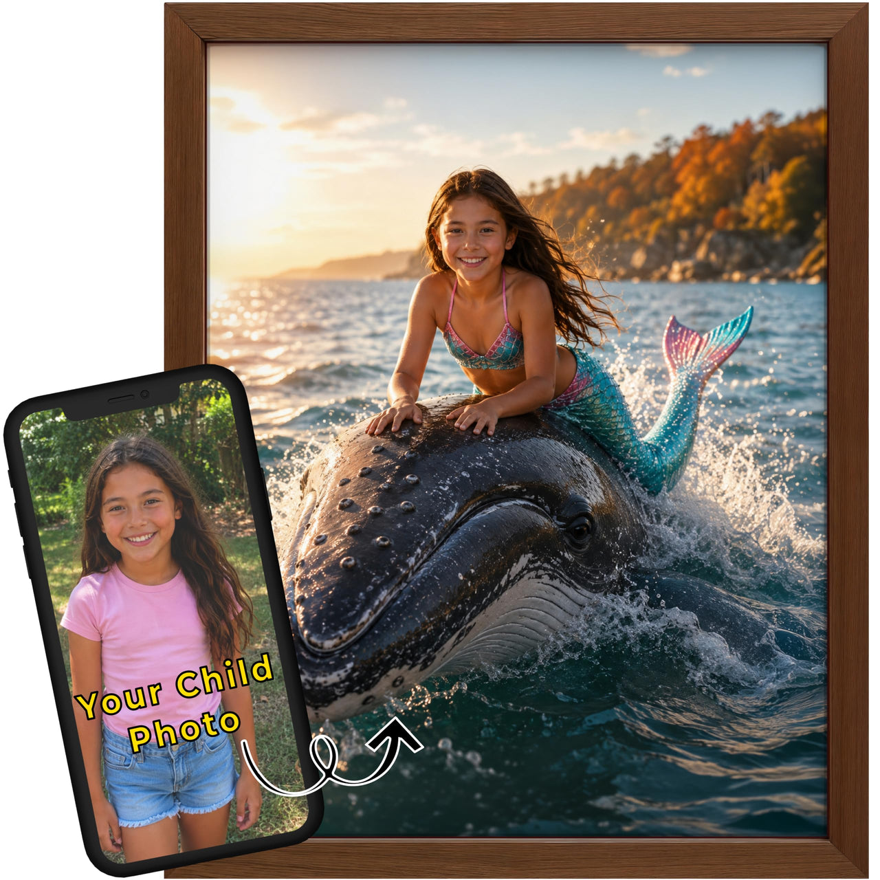 Personalized Dragon Adventure Wall Art – Create Your Own Fantasy Portrait, Transform Photo Into Unique Artwork, Birthday Gift, Ideal Poster For Kids Room, Bedroom, Playroom, Home Decor, Custom Print