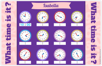 Thumbnail for Personalized Activity Placemat - Telling Time IV - Read the Clock -  View