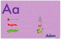 Thumbnail for Personalized Activity Placemat - Tracing Letter A - Purple Background -  View