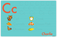Thumbnail for Personalized Activity Placemat - Tracing Letter C - Teal Background -  View