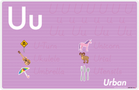 Thumbnail for Personalized Activity Placemat - Tracing Letter U - Purple Background -  View