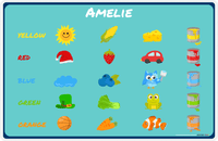Thumbnail for Personalized Activity Placemat - Learning Colors I - Teal Background -  View