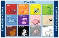 Thumbnail for Personalized Activity Placemat - Learning Colors II - Blue Background -  View