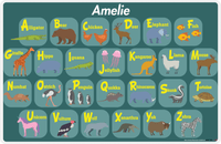 Thumbnail for Personalized Activity Placemat - Learning Animals I - Teal Background -  View