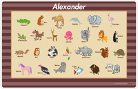 Thumbnail for Personalized Activity Placemat - Learning Animals III - Brown Background -  View