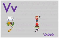 Thumbnail for Personalized Activity Placemat - Tracing Letter V - Grey Background -  View