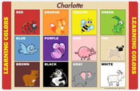 Thumbnail for Personalized Activity Placemat - Learning Colors II - Light Brown Background -  View