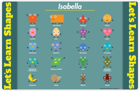 Thumbnail for Personalized Activity Placemat - Learning Shapes I - Teal Background -  View