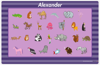 Thumbnail for Personalized Activity Placemat - Learning Animals III - Purple Background -  View