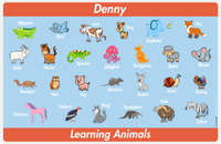 Thumbnail for Personalized Activity Placemat - Learning Animals IV - Blue Background -  View