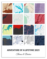 Thumbnail for Personalized Adventure of a Lifetime Map Wall Art - Custom Travel Memories Collage Poster, Modern Minimalist Home Decor, Romantic Journey Locations Print, Gifts for Couples, Anniversary, Housewarming - Front View