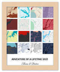 Thumbnail for Personalized Adventure of a Lifetime Map Wall Art - Custom Travel Memories Collage Poster, Modern Minimalist Home Decor, Romantic Journey Locations Print, Gifts for Couples, Anniversary, Housewarming - Front View