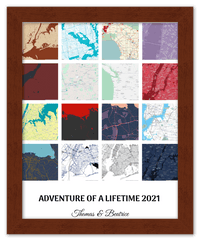 Thumbnail for Personalized Adventure of a Lifetime Map Wall Art - Custom Travel Memories Collage Poster, Modern Minimalist Home Decor, Romantic Journey Locations Print, Gifts for Couples, Anniversary, Housewarming - Front View