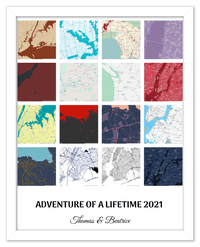 Thumbnail for Personalized Adventure of a Lifetime Map Wall Art - Custom Travel Memories Collage Poster, Modern Minimalist Home Decor, Romantic Journey Locations Print, Gifts for Couples, Anniversary, Housewarming - Front View