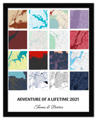 Thumbnail for Personalized Adventure of a Lifetime Map Wall Art - Custom Travel Memories Collage Poster, Modern Minimalist Home Decor, Romantic Journey Locations Print, Gifts for Couples, Anniversary, Housewarming - Front View