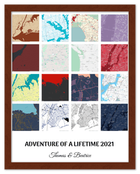 Thumbnail for Personalized Adventure of a Lifetime Map Wall Art - Custom Travel Memories Collage Poster, Modern Minimalist Home Decor, Romantic Journey Locations Print, Gifts for Couples, Anniversary, Housewarming - Front View